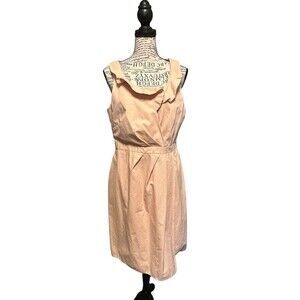 J.‎ CREW Peach Sleeveless Dress Knee Length Ruffled 10 City Vibes Coastal Chic